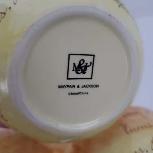 MAYFAIR & JACKSON 3 bowl divided server handle Rustic Painted Words Fruit - Picture 9 of 9